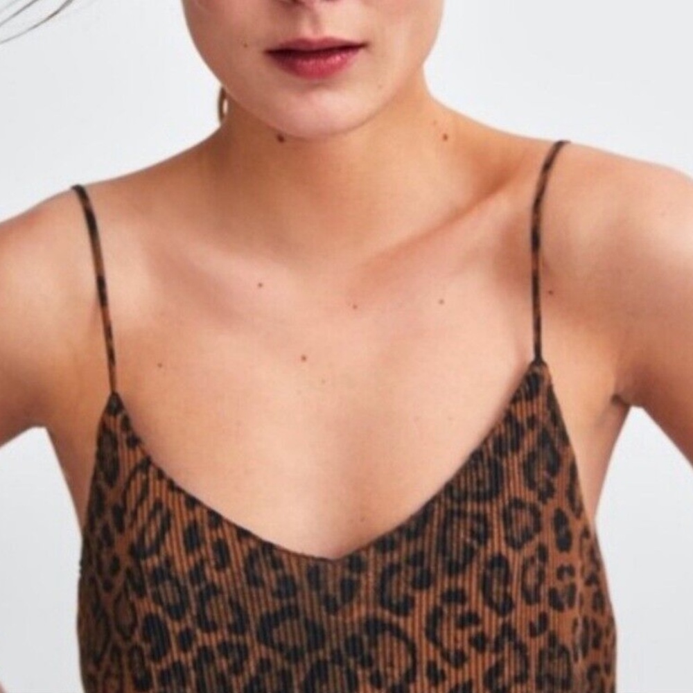 Zara TRF Collection Pleated Leopard Camisole
